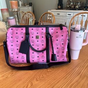 MCM Pink Visetos weekend Duffle Bag